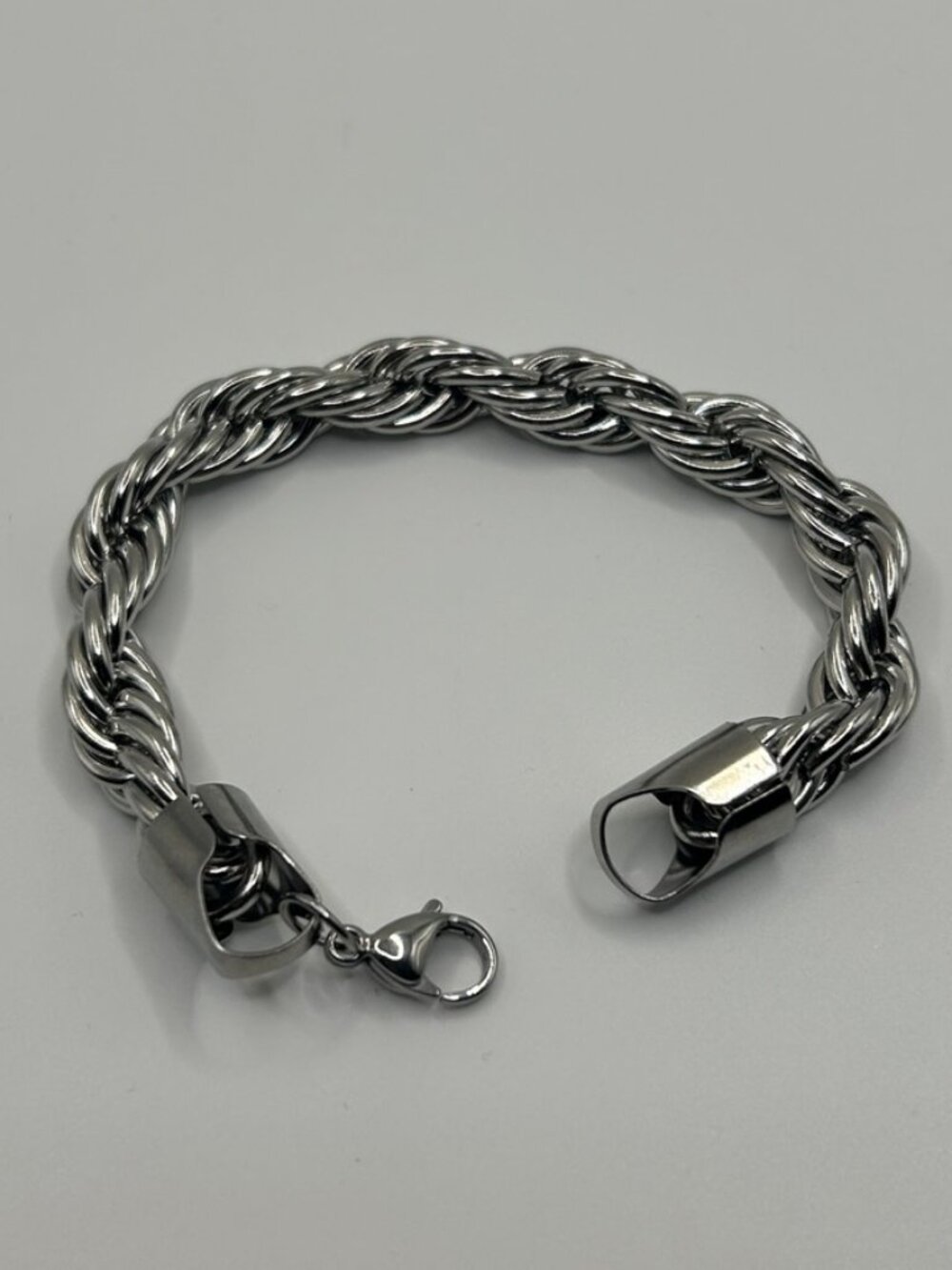 Mens 10mm Rope Bracelet Real Silver 8 Inch Plated Thick Twisted Solid Durable